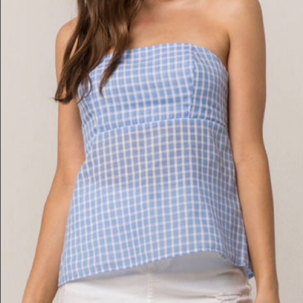 NWT SOCIALITE Plaid Tie Back Juniors Tube Top